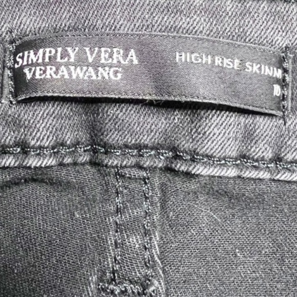 Simply Vera Verawang Womens High Rise Skinny Embroidered Floral Black Denim Jean - Picture 14 of 16